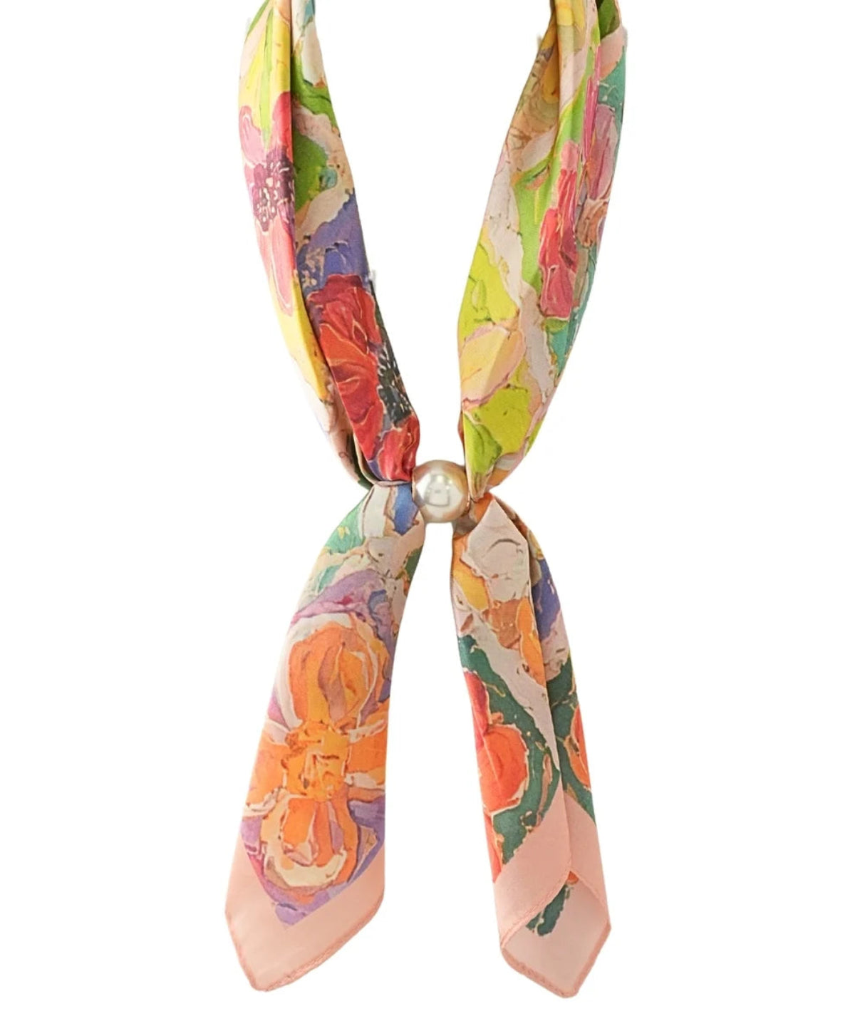 Floral Scarf Necklace | Pink/Orange