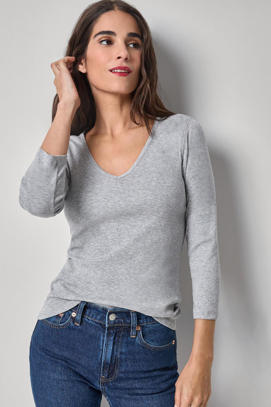V Neck 3/4 Sleeve