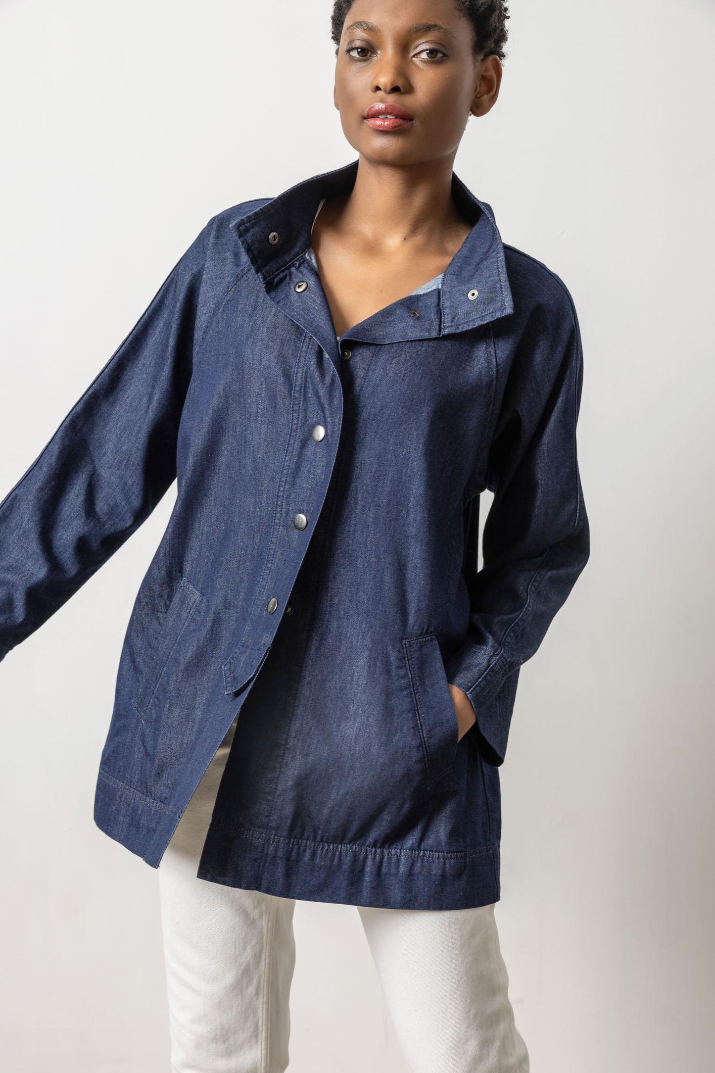 Denim Swing Jacket | Dark Wash