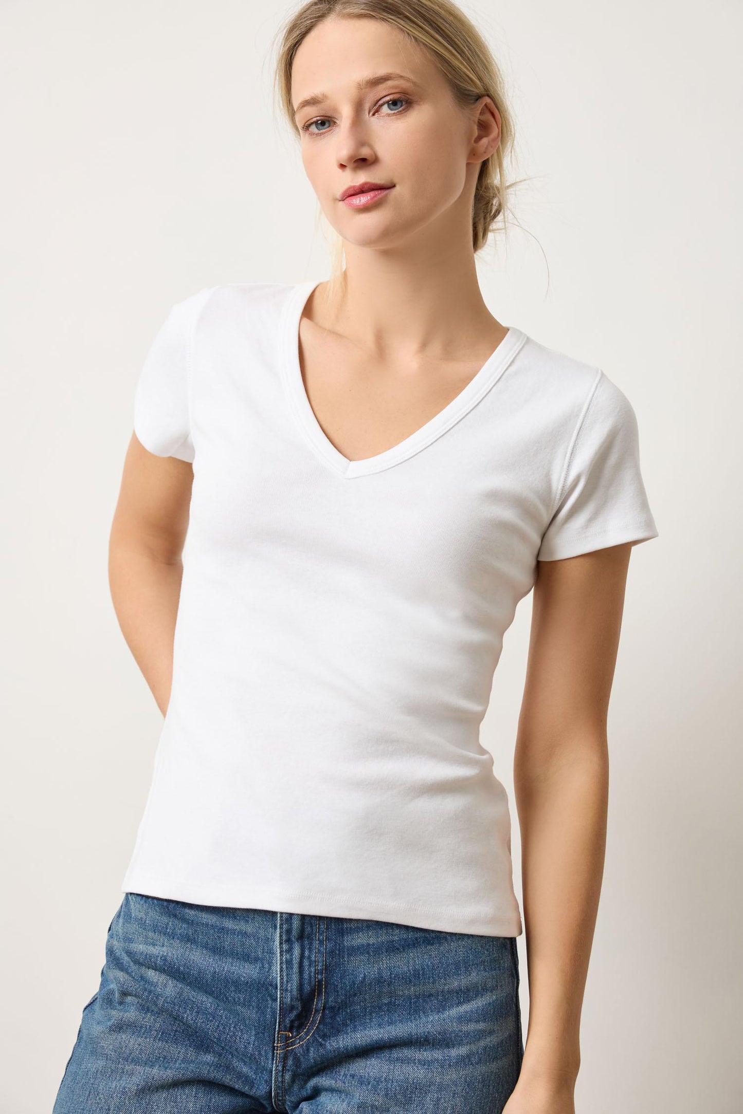 White V-Neck