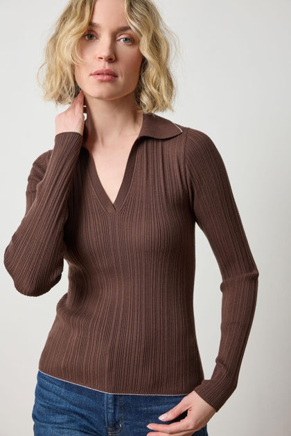 Rib Henley Sweater | Mink