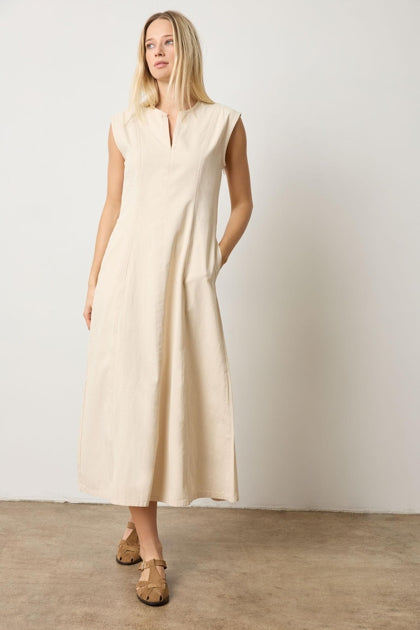 Twill Princess Seam Dress | Eggshell