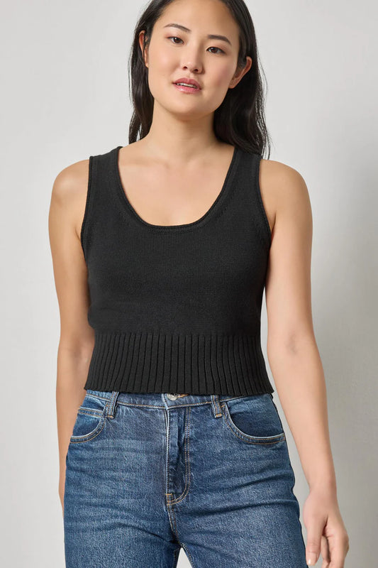 Scoop Tank Sweater | Black
