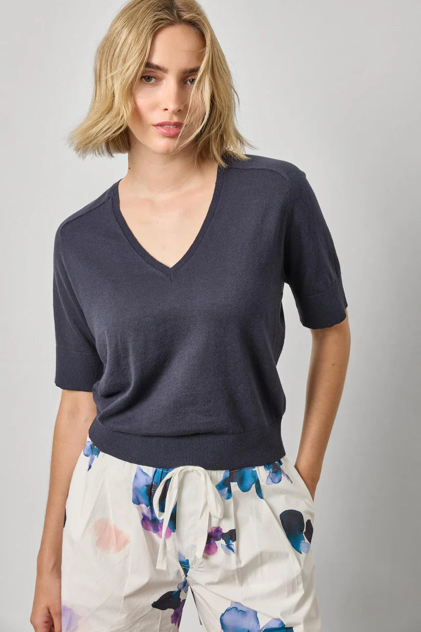 Navy V -Neck Sweater