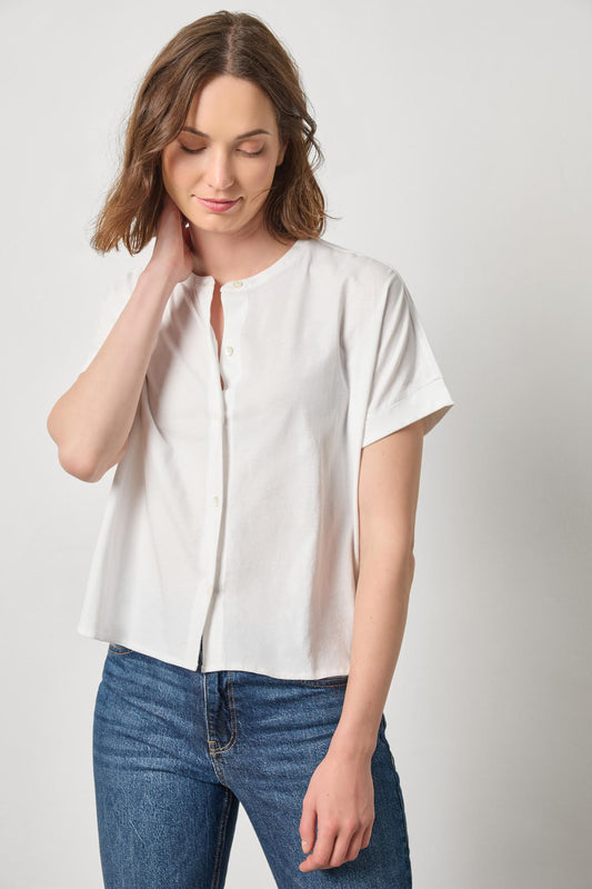 Cuffed Button Down Blouse