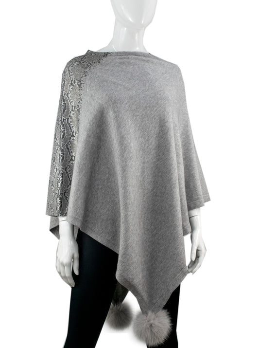 Snake Print Poncho | Lt Grey