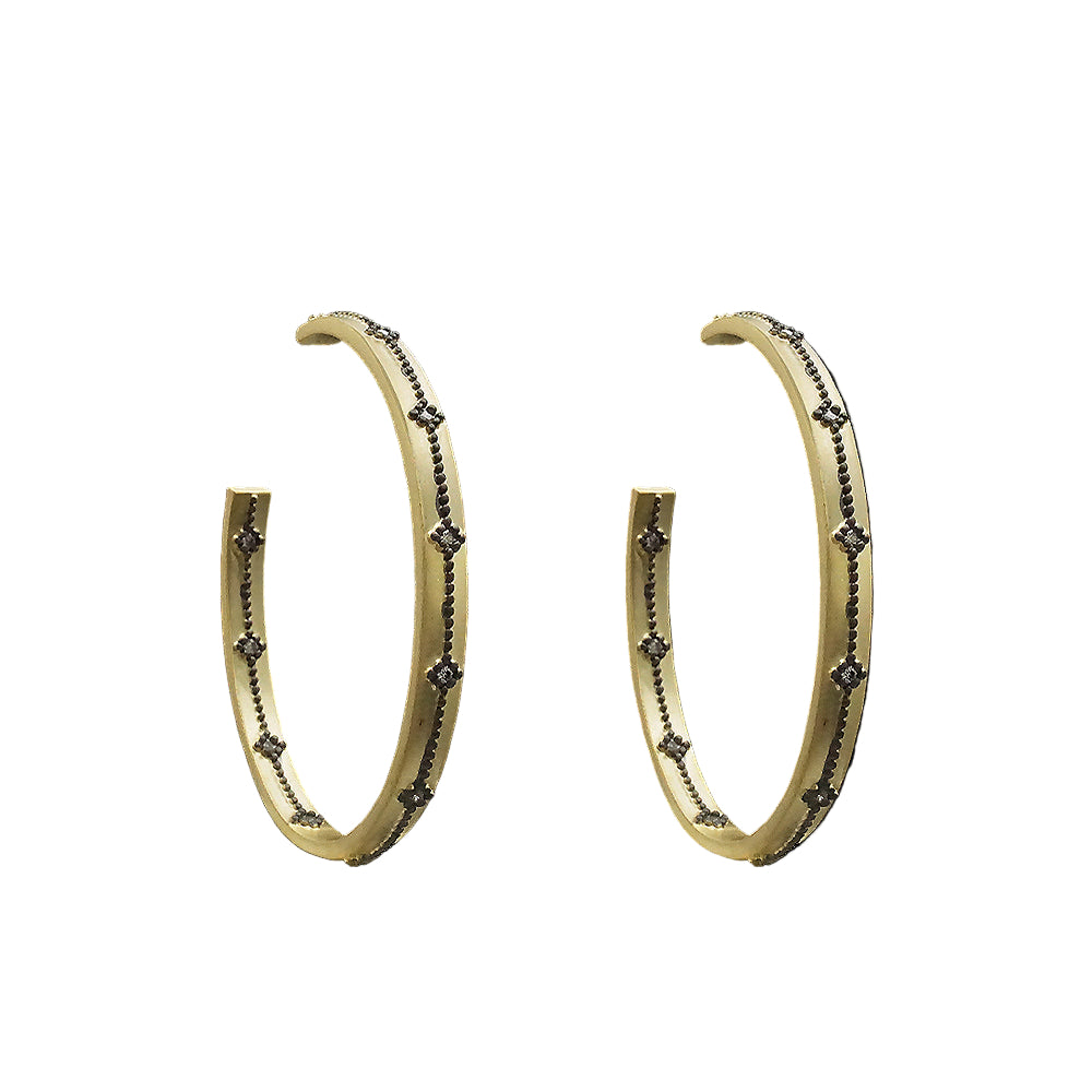 Gold/Blk Oval Hoop