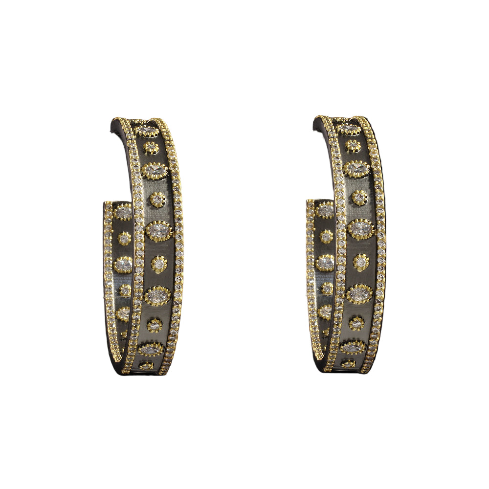 Round Stone Hoops
