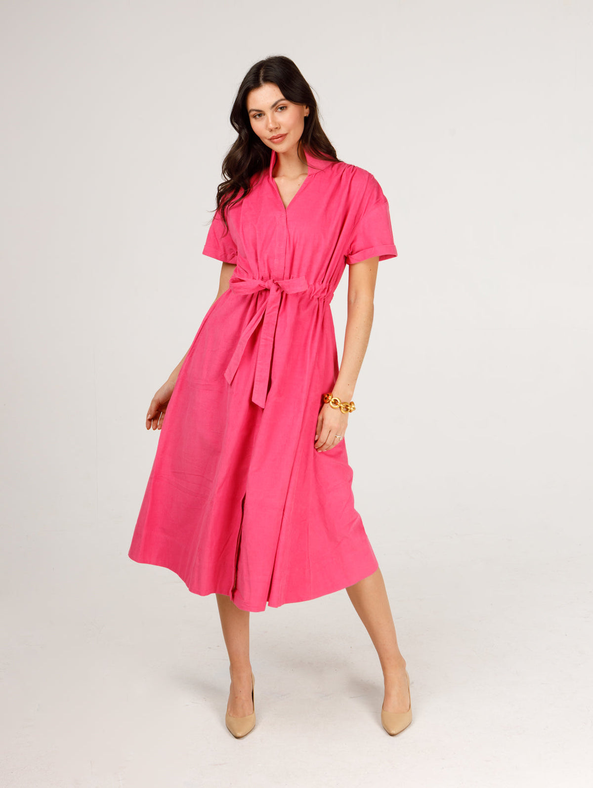 Bria Cord Dress | Hot Pink