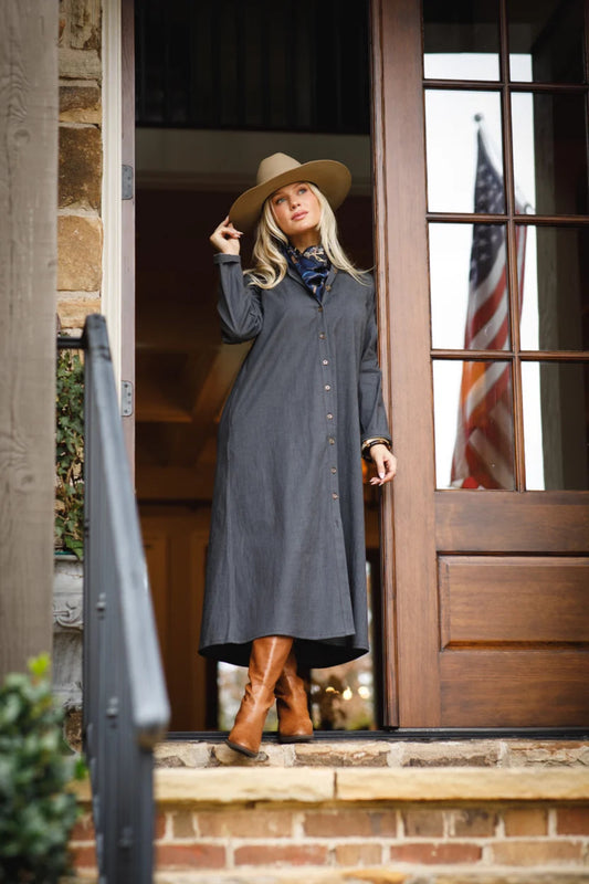 Adele Dress | Blk Washed Denim
