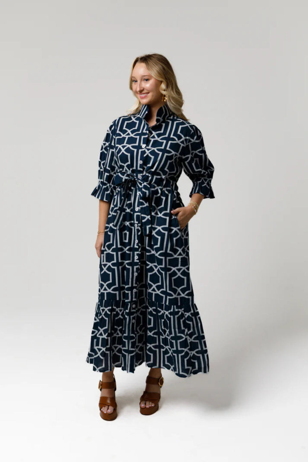 Catherine Dress | Lattice Cove Navy