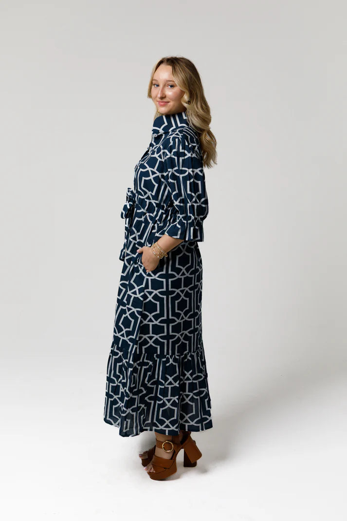 Catherine Dress | Lattice Cove Navy