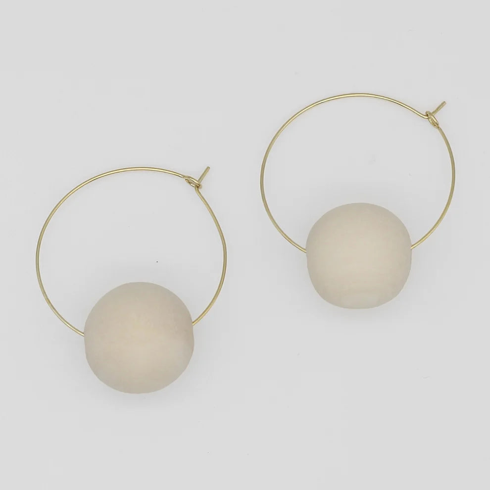 Ivory Ball Hoop Dangle Earring