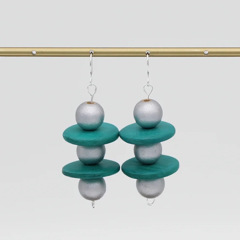 Silver and Teal Contemporary Earring