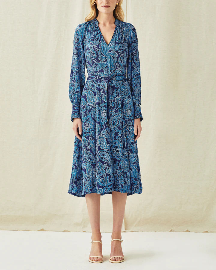 Regine Midi Dress | Blue Paisley