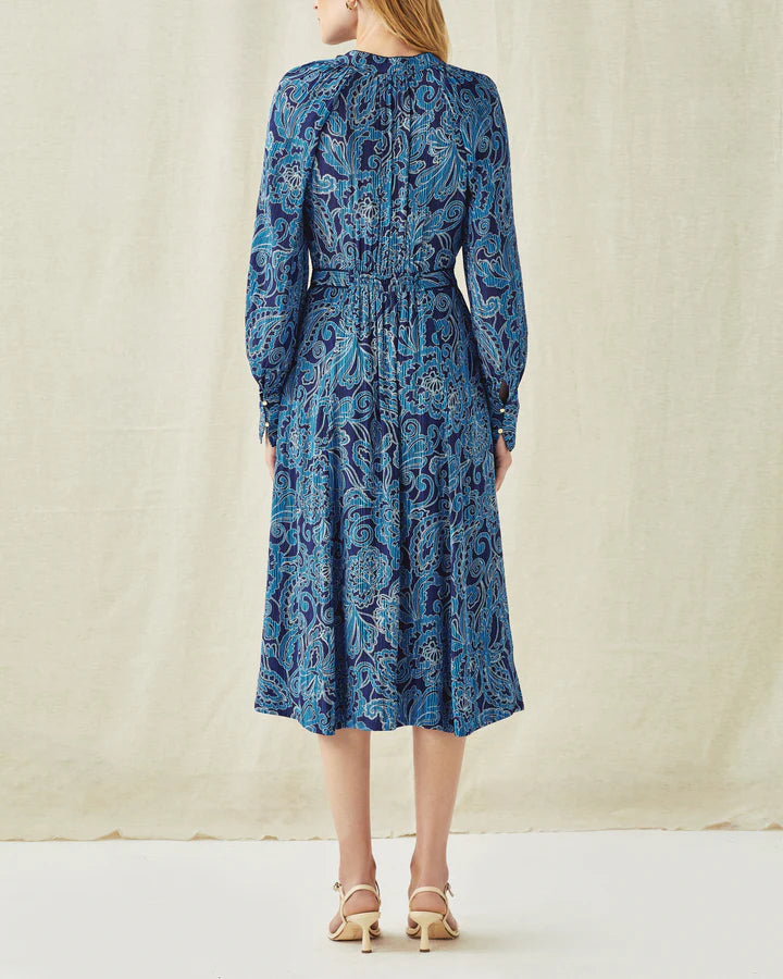 Regine Midi Dress | Blue Paisley