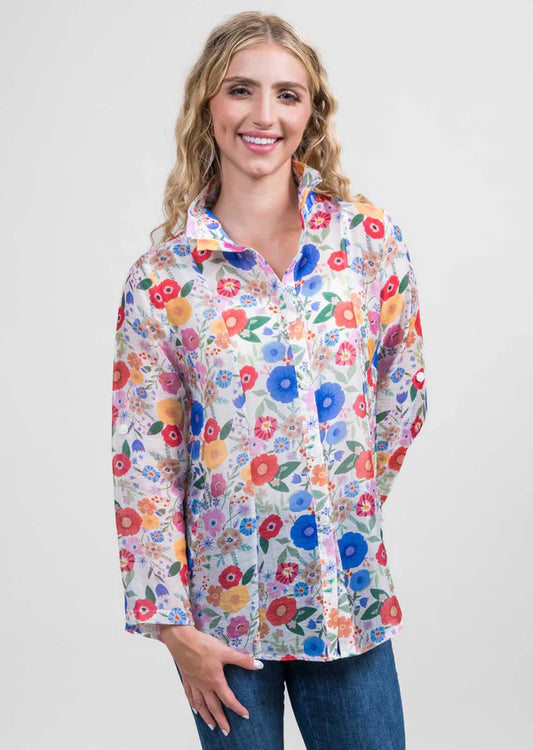 Floral Collar A-Line Jacket