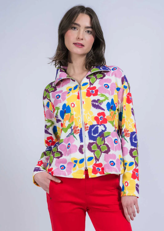 Printed Zip Cardigan