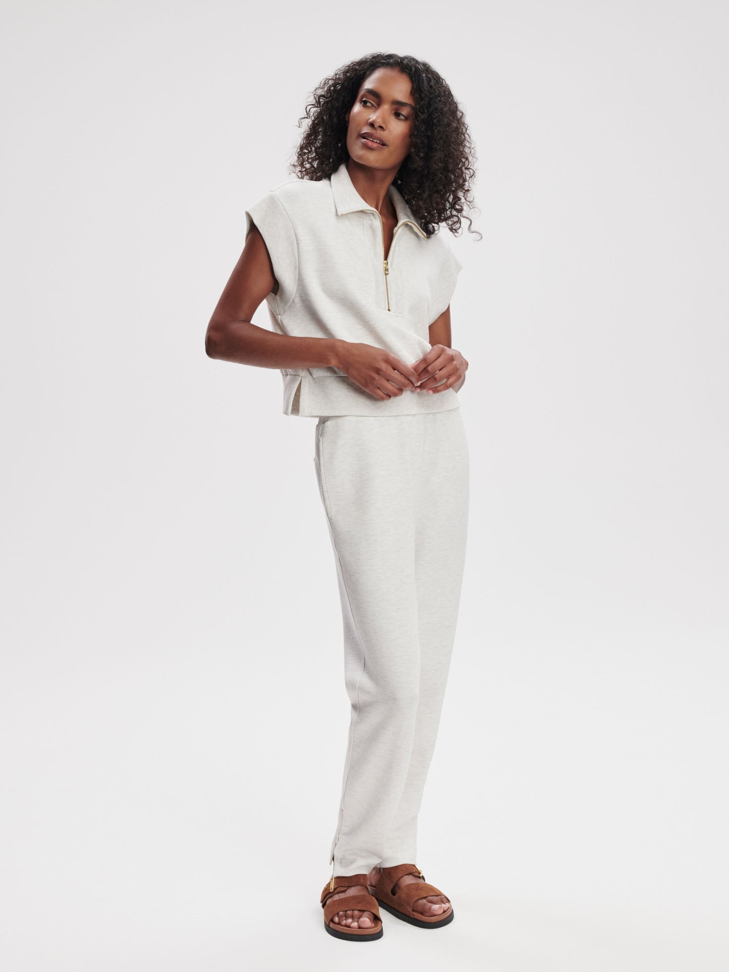 Kelly Half Zip | Ivory Marl