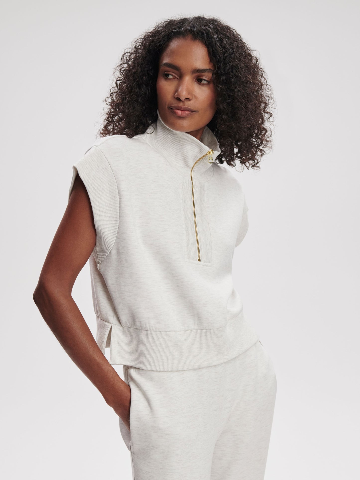 Kelly Half Zip | Ivory Marl
