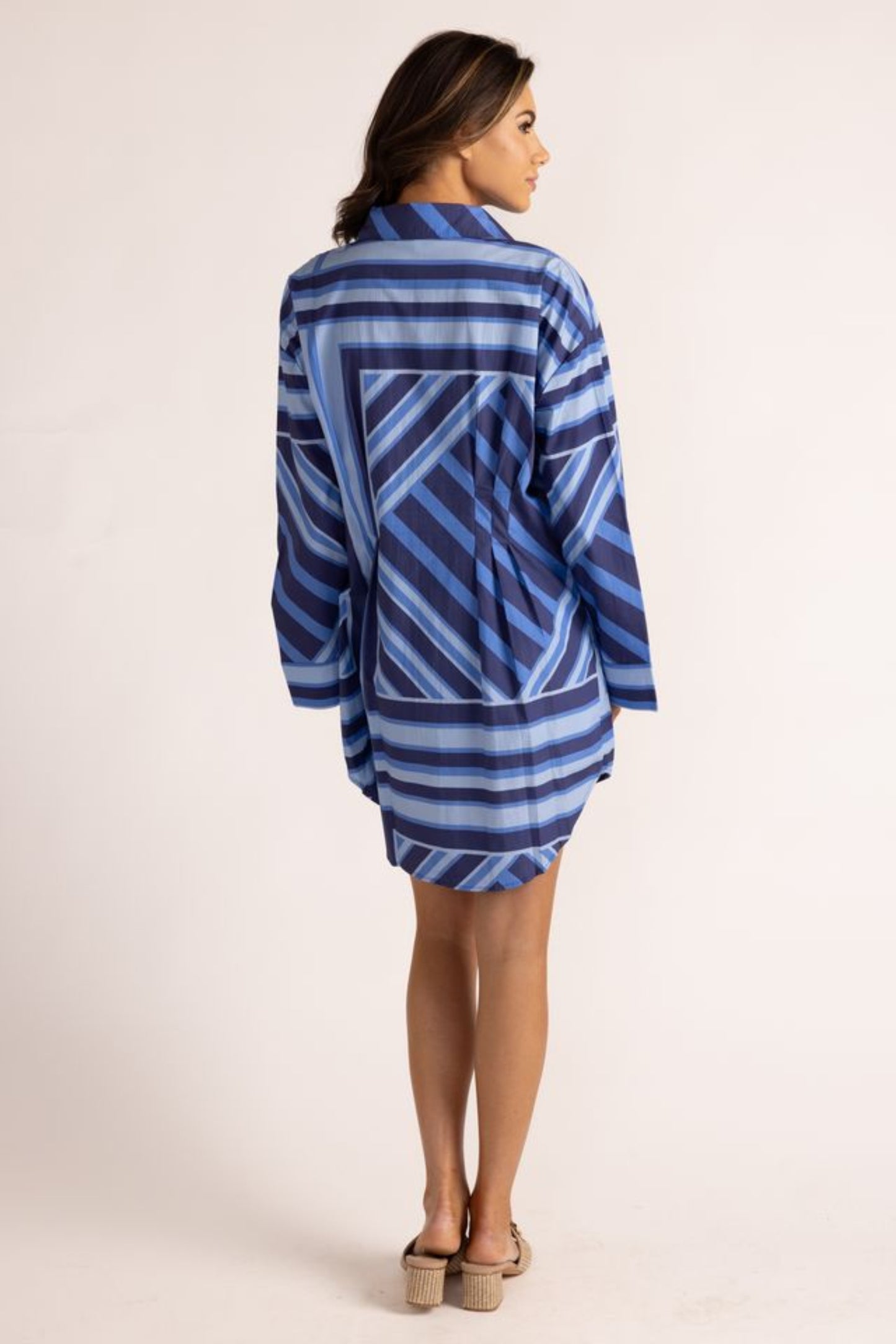 Parker Dress | Blue Geo Stripe