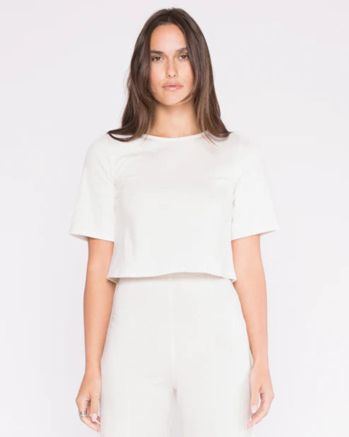 Ponte Short Sleeve Top | Off Wht