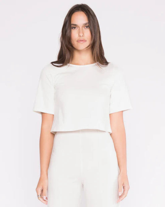 Ponte Short Sleeve Top | Off Wht