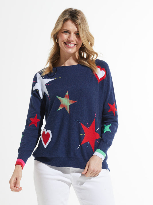 Hearts + Stars Sweater | Denim