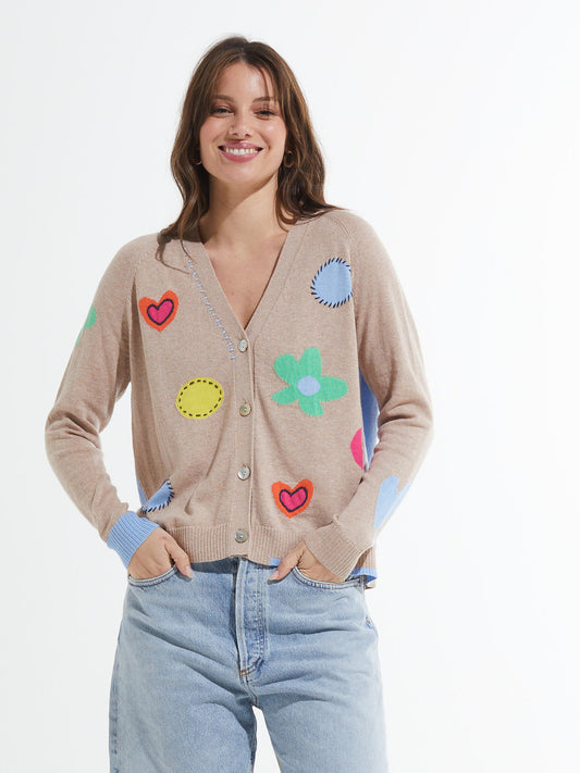 Flowers + Spots Cardi | Oat