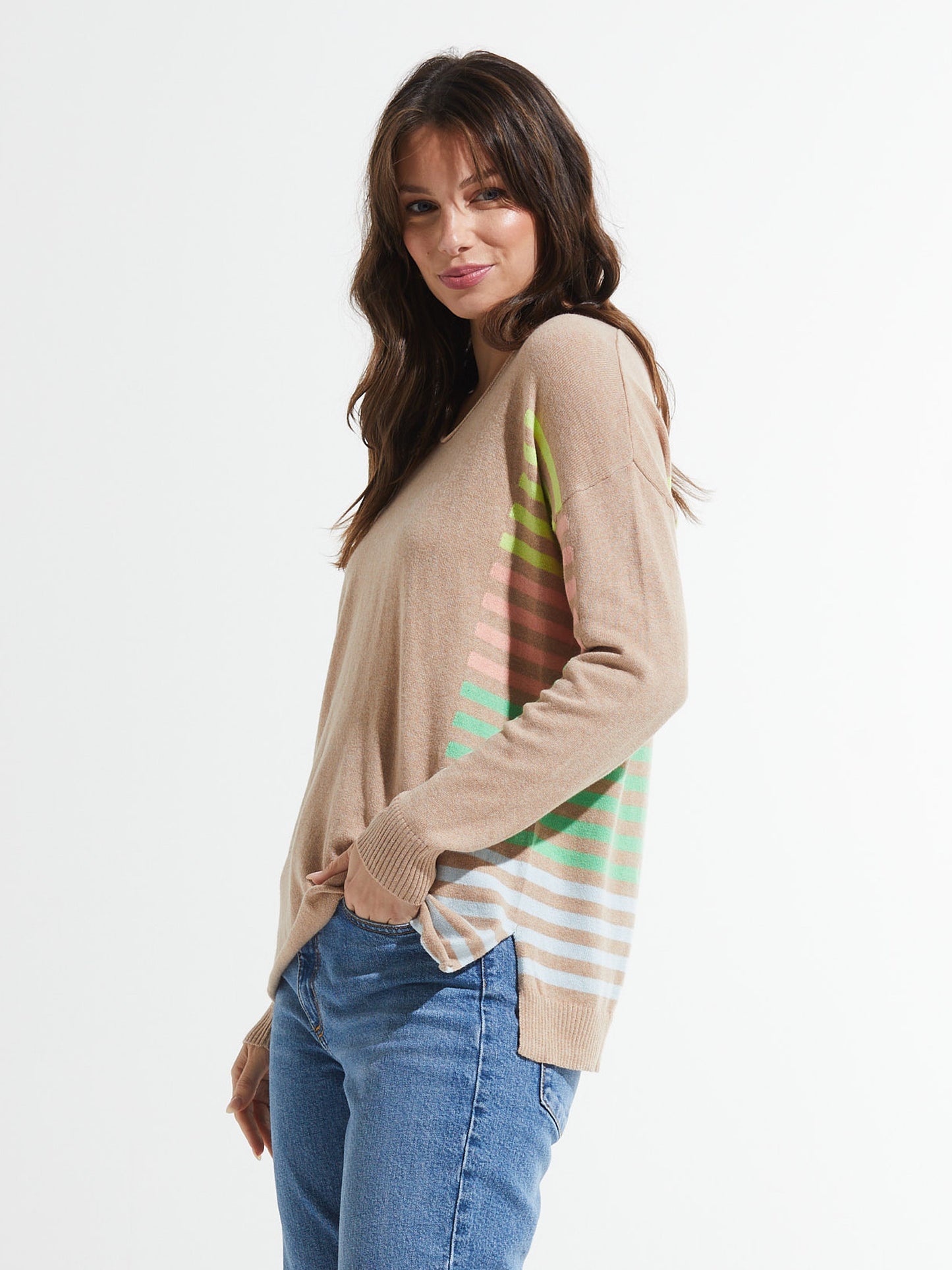 Side Stripe Sweater | Crema