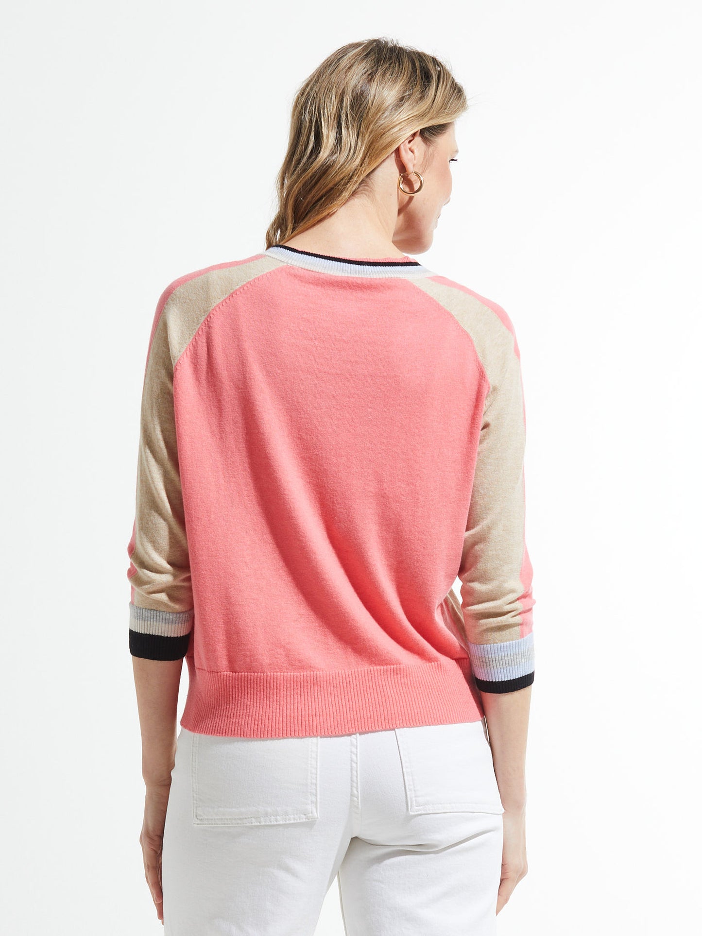 Stripe Trim Cardi | Crema