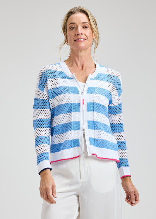 Pointelle Zip Cardi