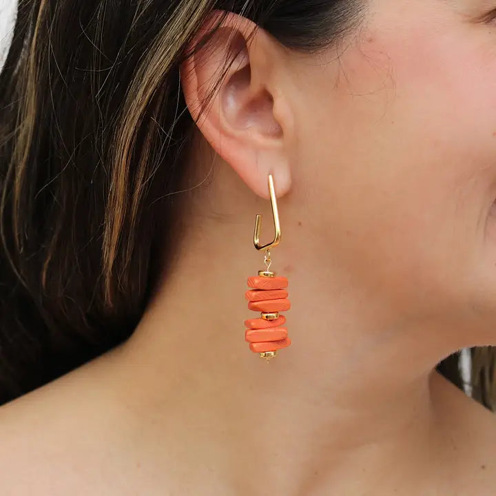Stacked Drop Earring | Orange