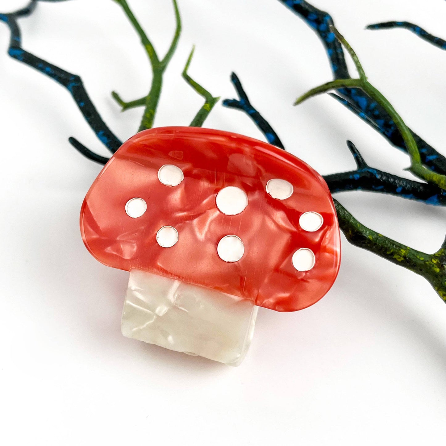 Mushroom Plant Acetate Hair Claw Clip: Brown
