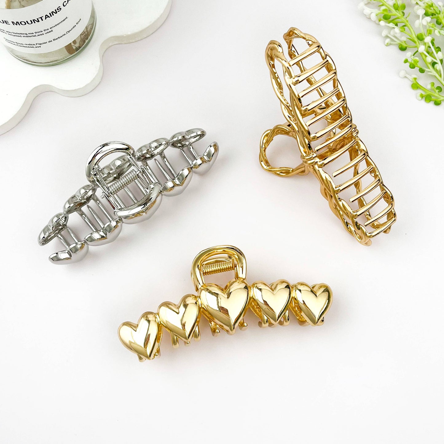 Minimal Heart Alloy Valentine Hair Claw Clip: Gold