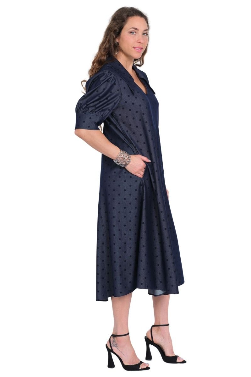 Amber Dress | Denim Dots