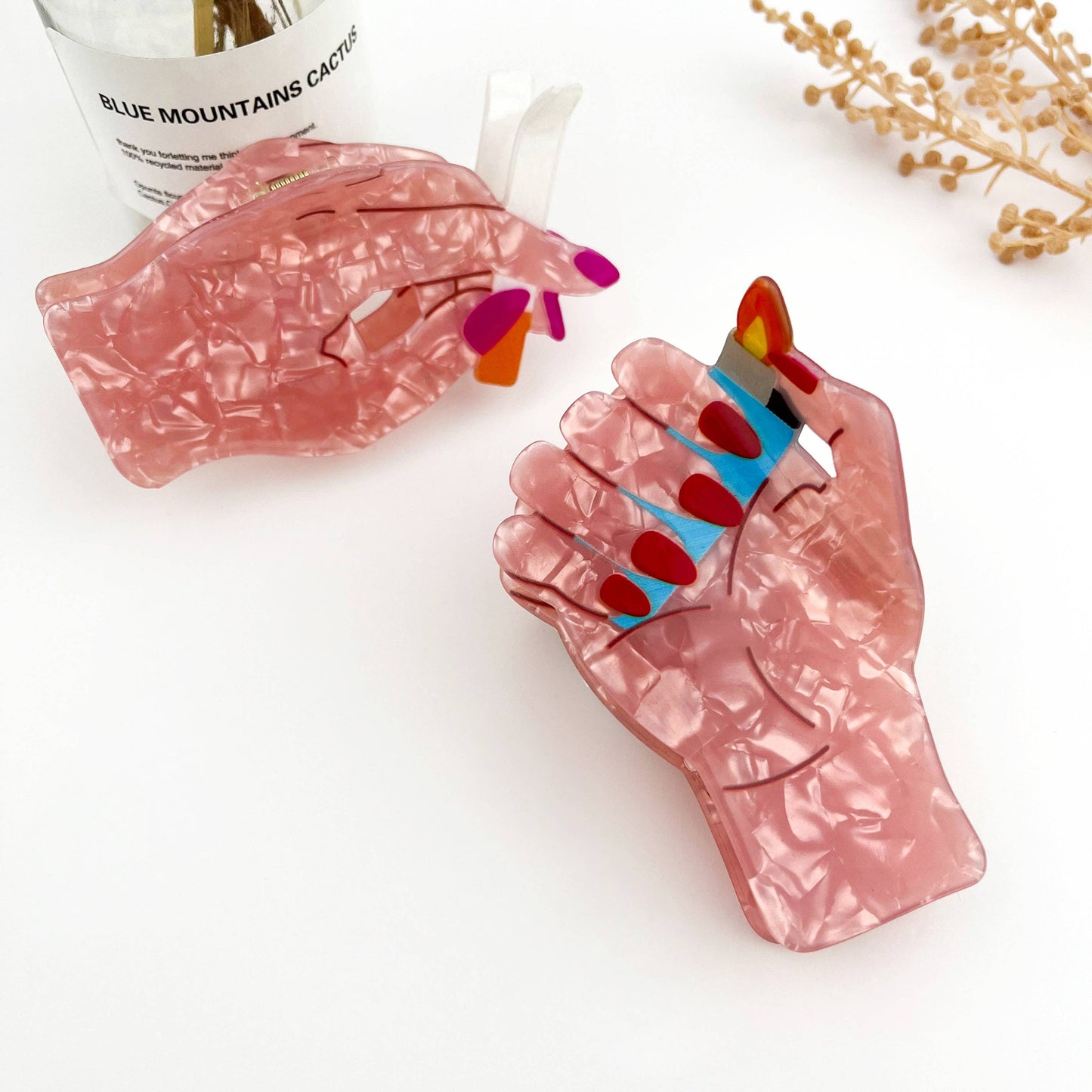 🚬 Smoking Hand Hair Claw – Bold PVC Graphic Clip 😎
: A