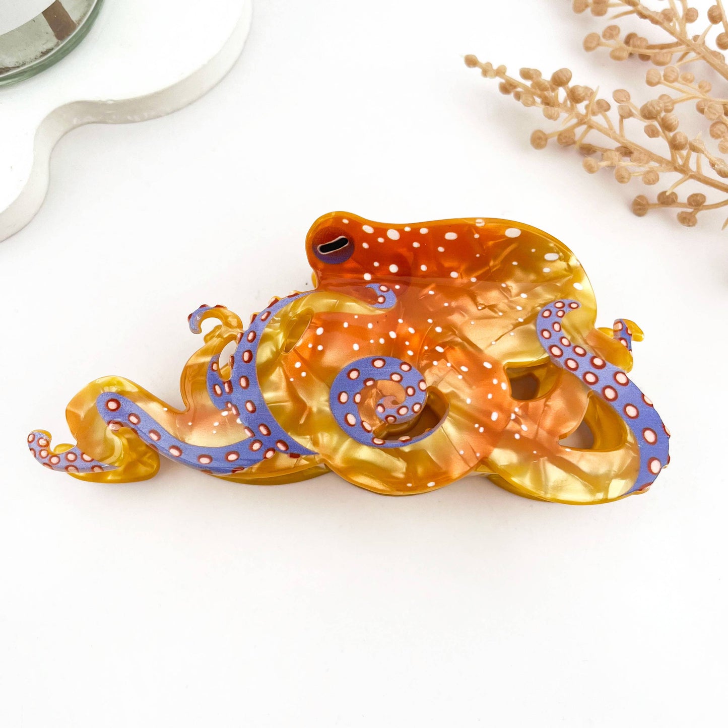 Creative Octopus Ocean Animal Hair Claw Clip: Orange / Medium