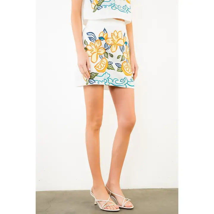 Embroidered Lemon Skirt