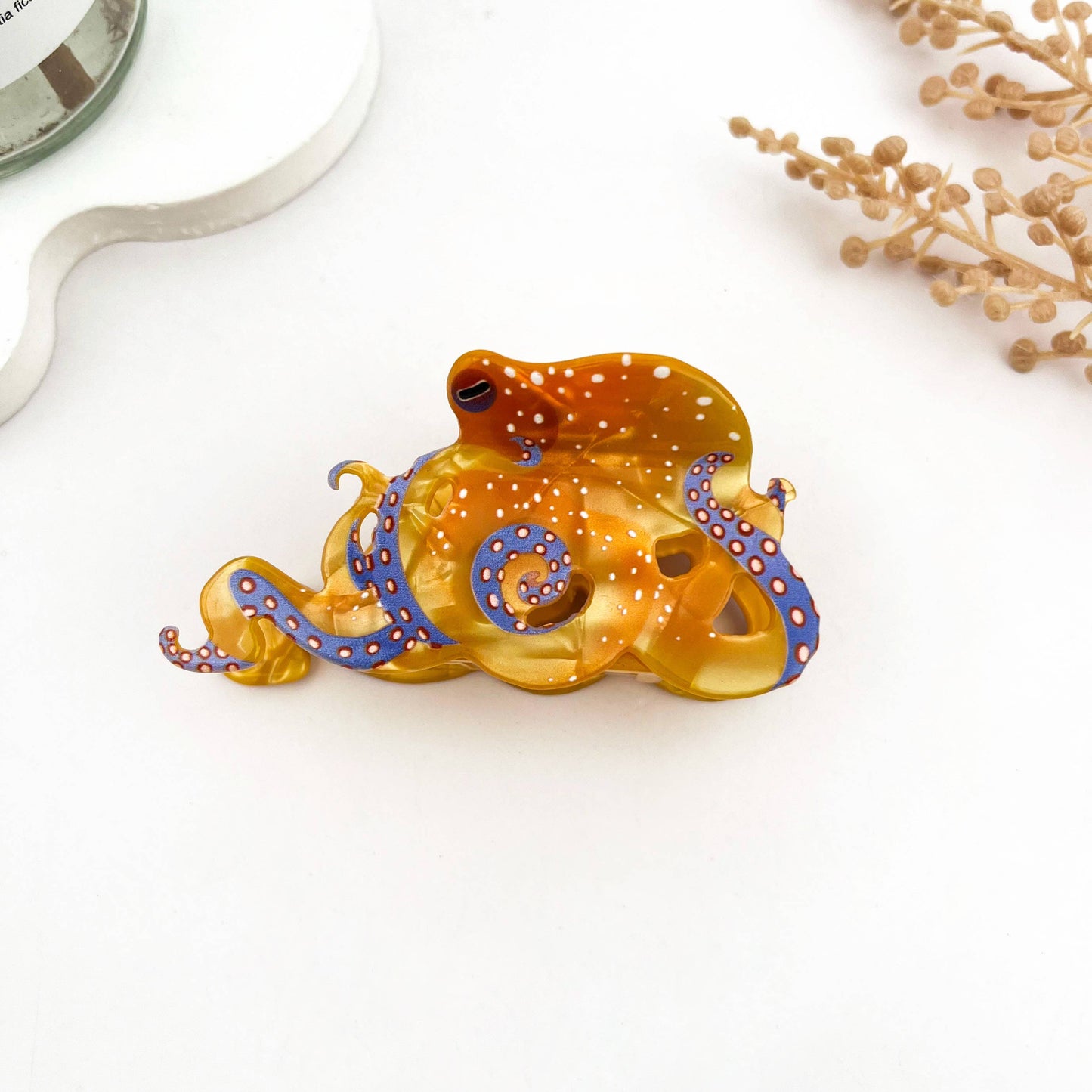 Creative Octopus Ocean Animal Hair Claw Clip: Brown / Medium