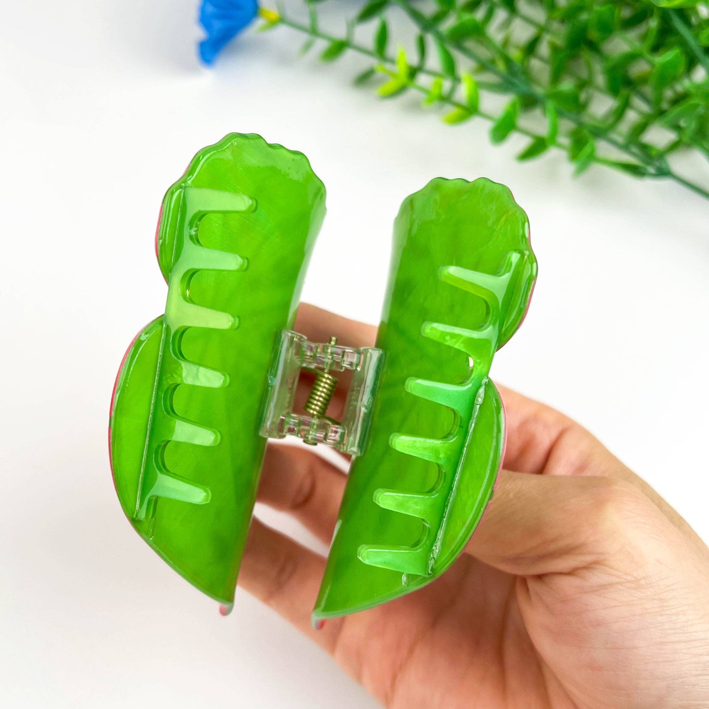 Monstera Leaf Hair Claw Clip Tropical Vacation Cute: Green