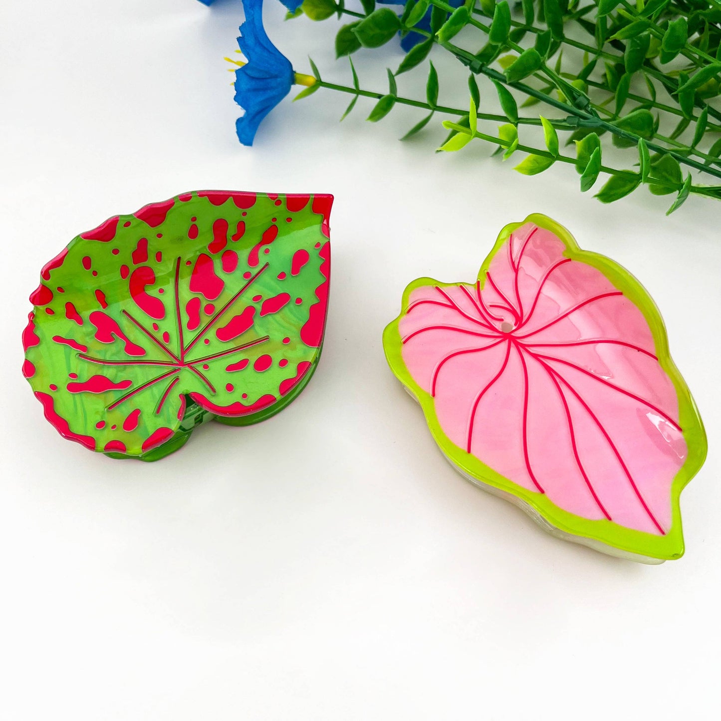 Monstera Leaf Hair Claw Clip Tropical Vacation Cute: Greenwhite