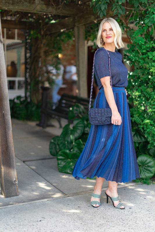 Gala Pleated Skirt | Dk Blues