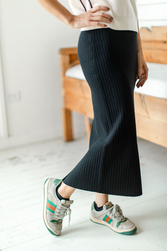 Salma Ribbed Skirt | Black