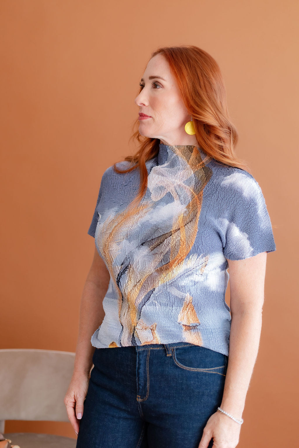 Grey Multi Crinkle Top
