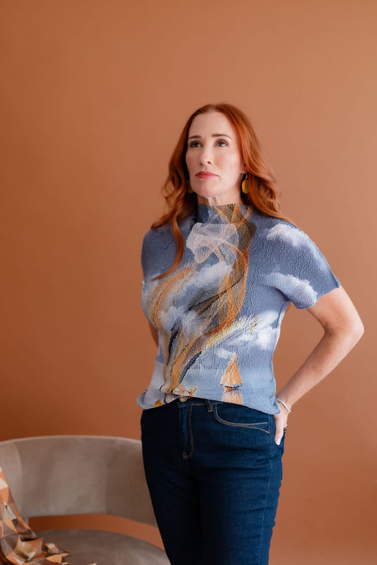 Grey Multi Crinkle Top
