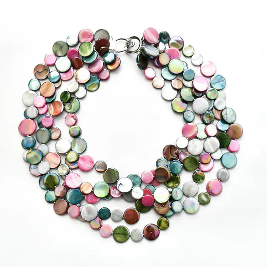 5 Strand Necklace | Berry/Blue