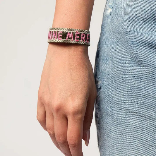 Woven Bracelet | Olive/Pink
