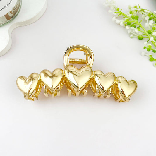 Minimal Heart Alloy Valentine Hair Claw Clip: Gold
