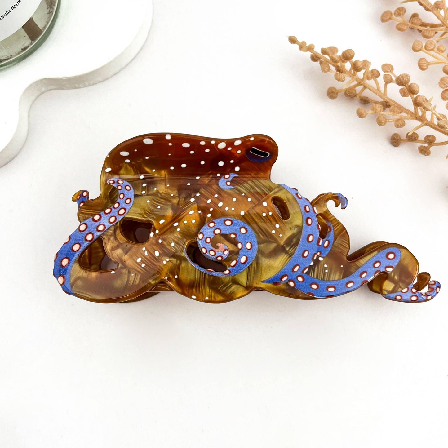 Creative Octopus Ocean Animal Hair Claw Clip: Orange / Medium